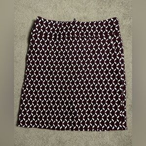 Ann Taylor A-Line Burgundy Navy‎ White Check Skirt Size 10